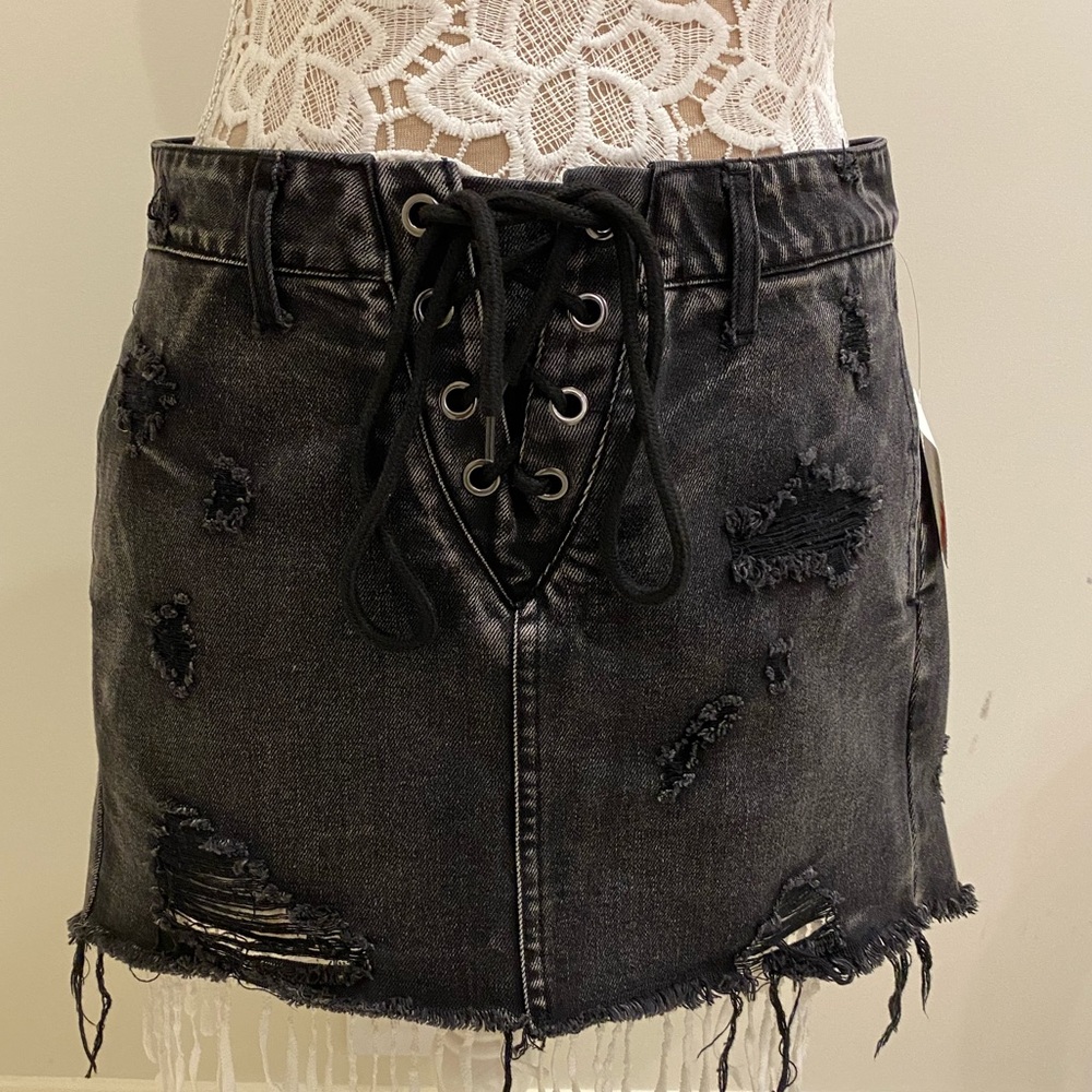 Black Denim Skirt